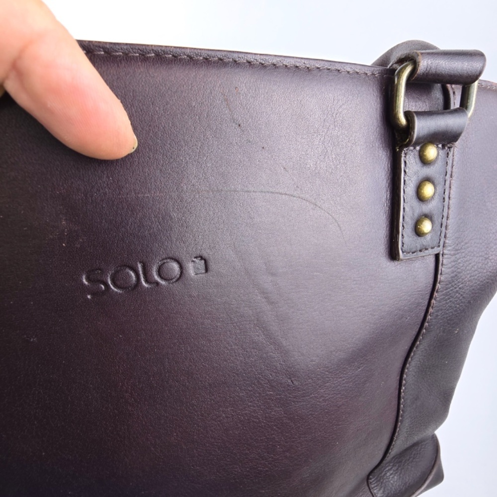 Solo Dark Brown Leather Tote Bag - Picture 11 of 12